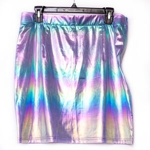 NWT Alegra K Metallic Hollograph Skirt L